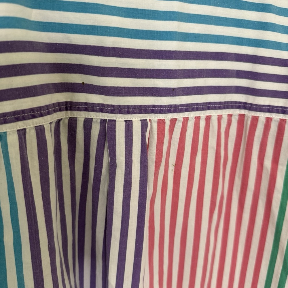 Duner Men's Large Colorful Striped Vintage 90's Short Sleeve Button Up Shirt - Picture 5 of 8